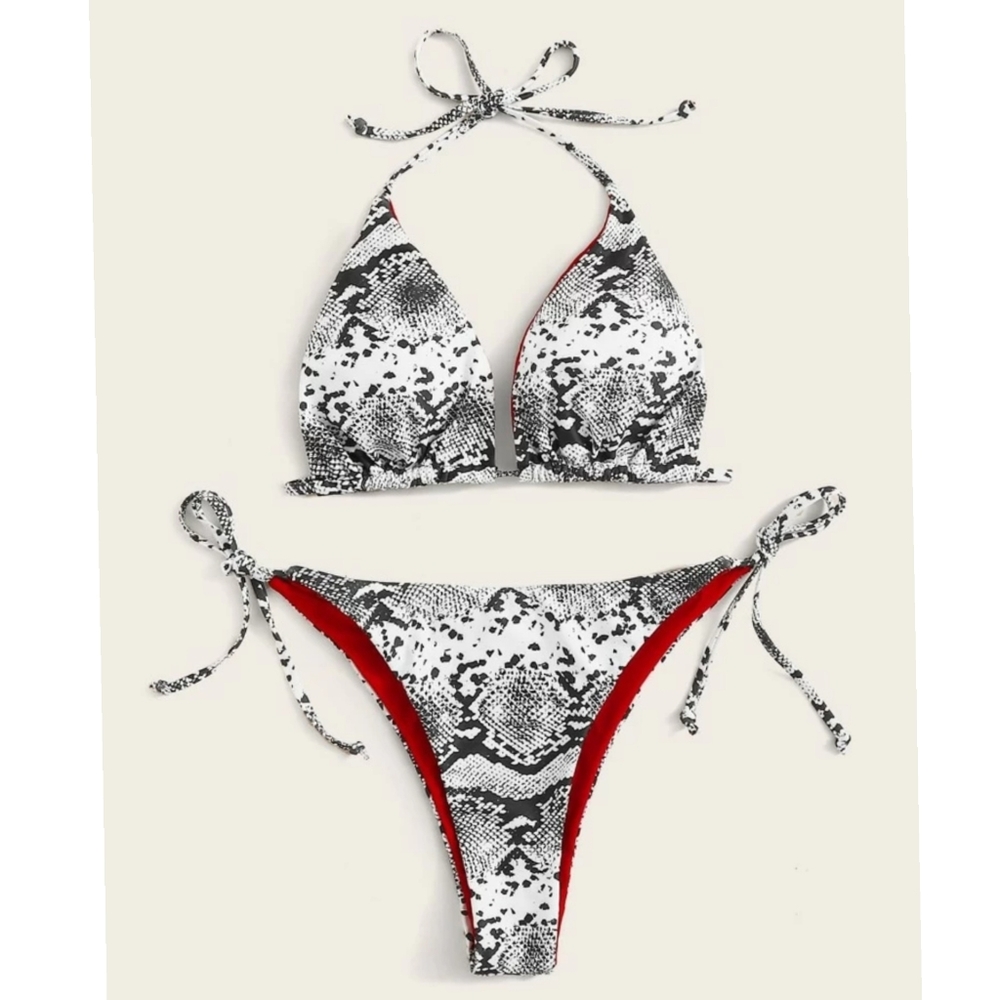 Shein snakeskin print triangle side tie bi… - Picture 3 of 5